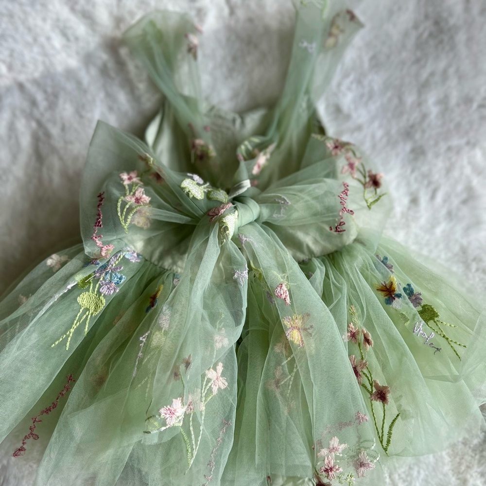Arabella and Rose Sugar Plum Forest Green Tulle Romper Dress ~Size 1 (12 months) - Picture 3 of 6